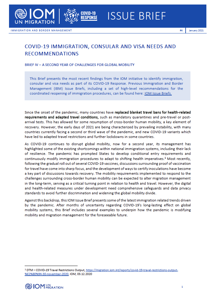 Covid 19 Emerging Immigration Consular And Visa Needs Recommendations International Organization For Migration